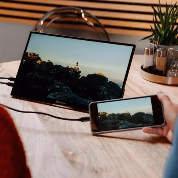 Monitor PC Verbatim 49591 da 14 pollici Full HD IPS Touch Screen Nero con HDMI e USB-C