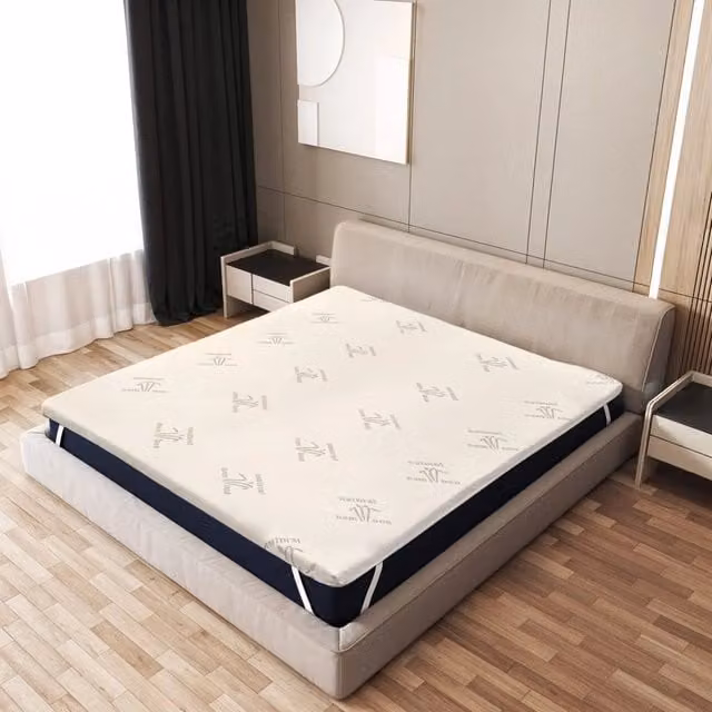 Topper Singolo The White Stone in Lattice Naturale Bianco, Sfoderabile, Spessore 5 cm, con Tessuto in Bamboo Traspirante e Anallergico e Elastici di Fissaggio – 1