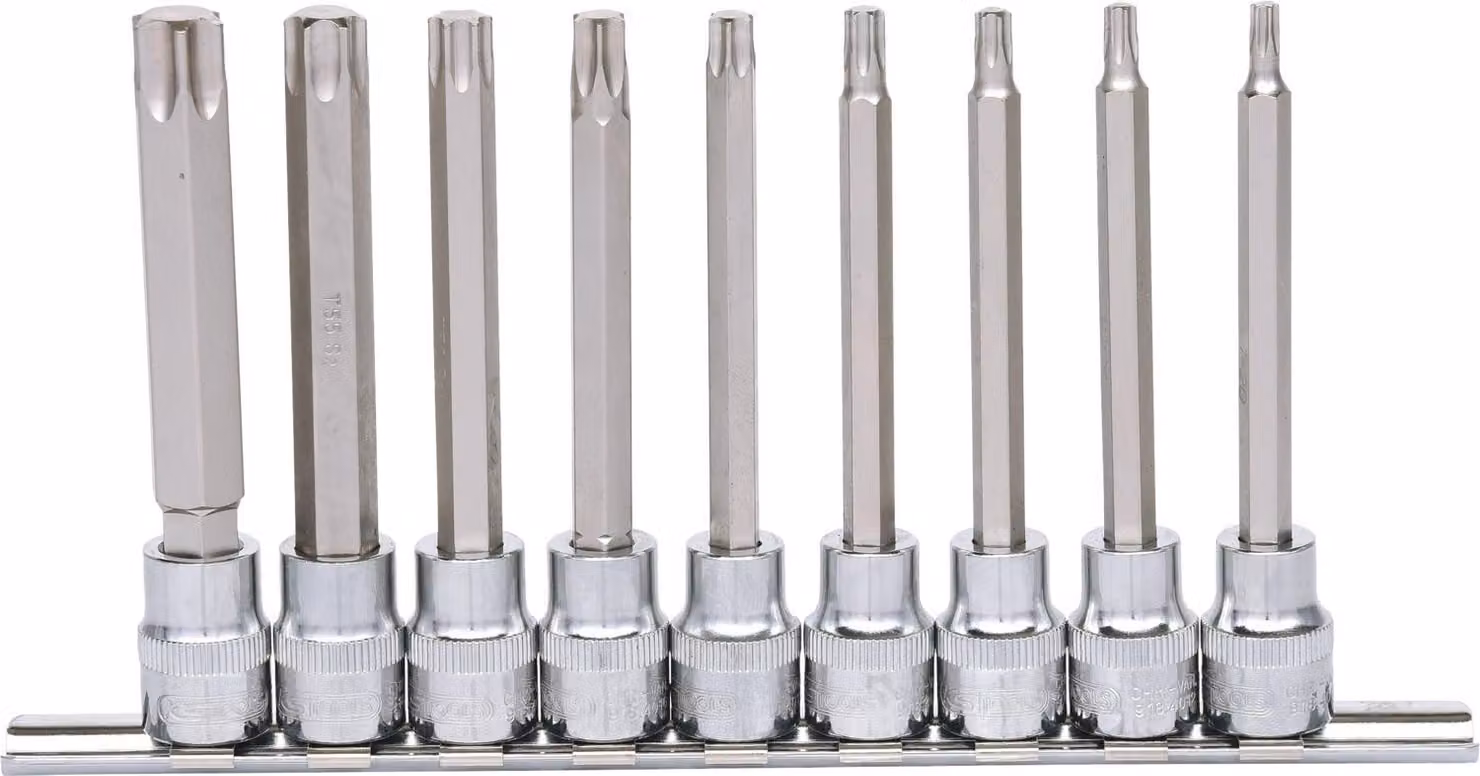 KS TOOLS 3/8" CHROMEplus Set di bussole Torx, lunghe, 9 pezzi T20-T60 ( 918.1550 )