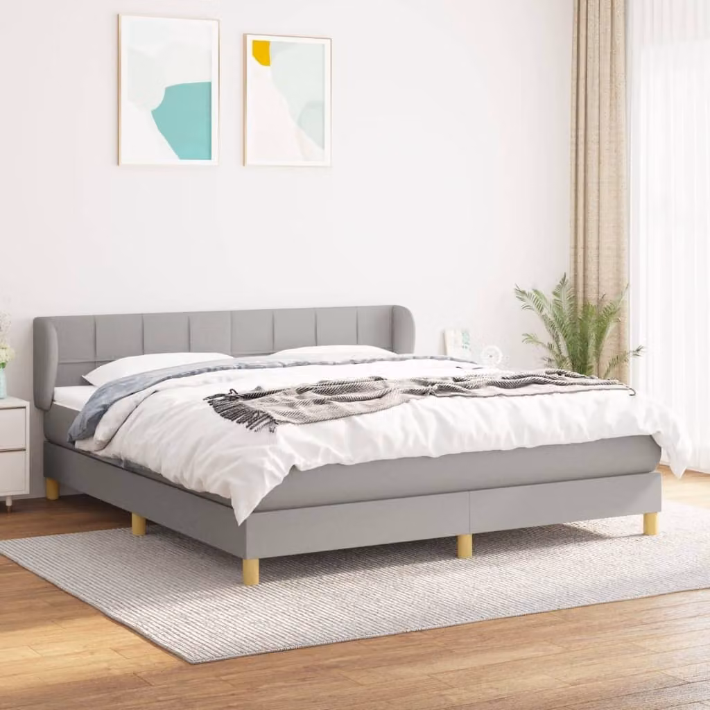 vidaXL Letto matrimoniale con materasso in tessuto grigio chiaro 180x200 cm - Letto matrimoniale - Boxspringbetten - Bett - Schlafzimmermöbel