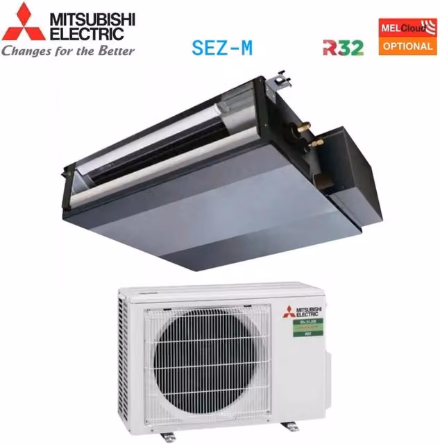 Climatizzatore Condizionatore Mitsubishi Electric Canalizzato Inverter 9000 Btu SEZ-M25DA + SUZ-M25VA Colore Bianco con Wi-Fi Opzionale