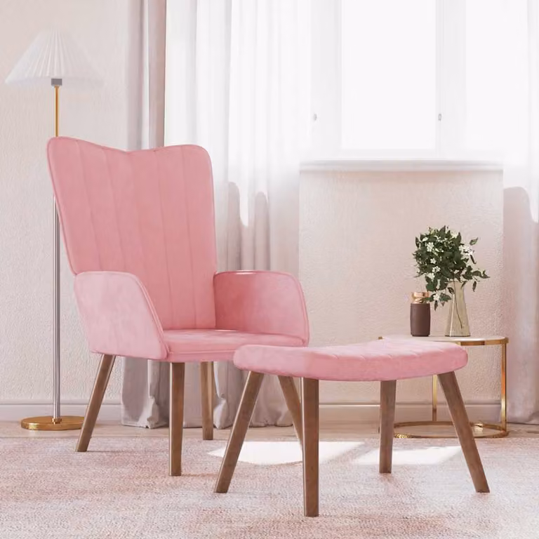 Maison Exclusive - Poltrona relax con poggiapiedi in velluto rosa