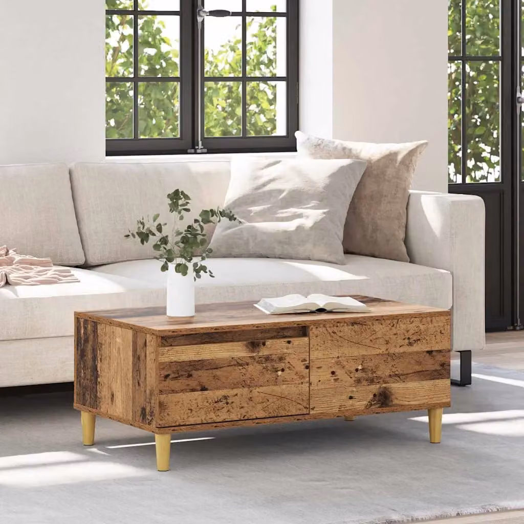 vidaXL Tavolino da salotto rettangolare in legno marrone L: 90 cm, P: 50 cm, H: 35 cm