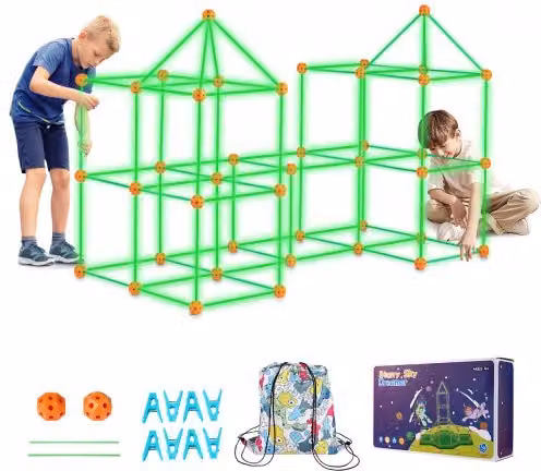VEVOR Kit di Costruzione per Tenda da Gioco per Bambini, 140 Pezzi, Verde, per Interni ed Esterni