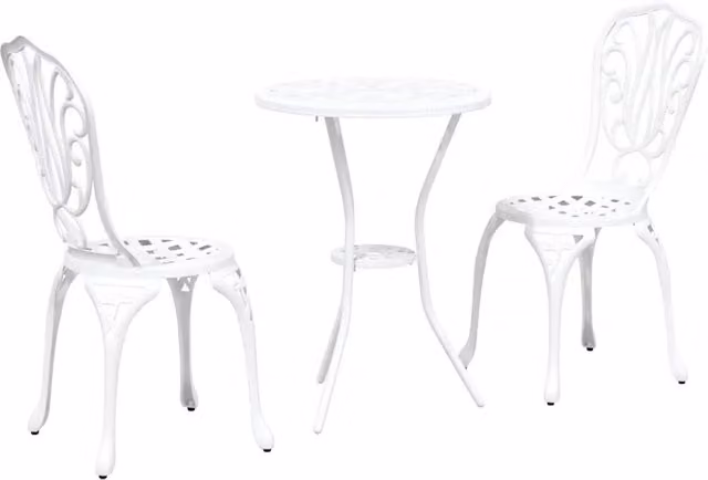 Set Bistro da Giardino 3 pz | Set Salotto da Giardino Bianco Alluminio