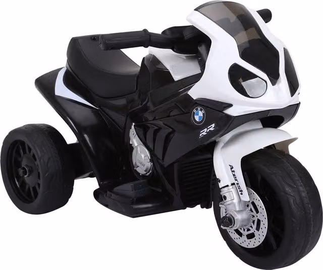 Moto Elettrica per Bambini HOMCOM con Licenza BMW, 3 Ruote, Batteria Ricaricabile 6V, Bianca e Nera, L/P/H: 66 x 37 x 44 cm