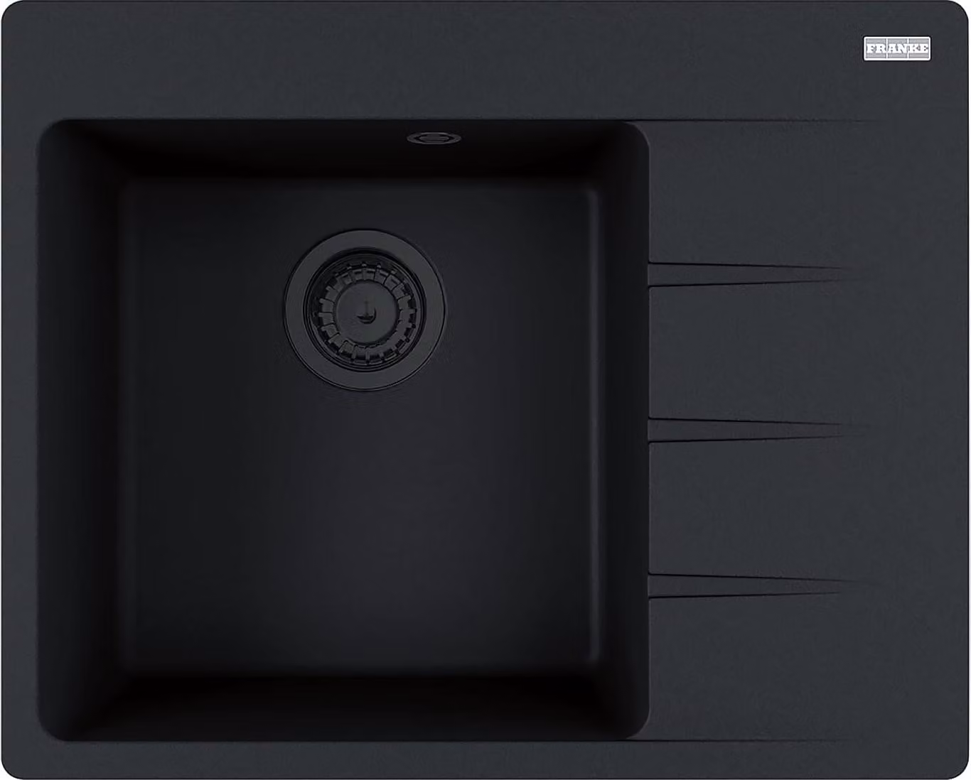 Lavello FRANKE CNG 611-62 BLACK MATT COLLECTION Vasca a sinistra con comando eccentrico / Dimensioni del foro 600 x 480 mm R15 / Lavello in granito