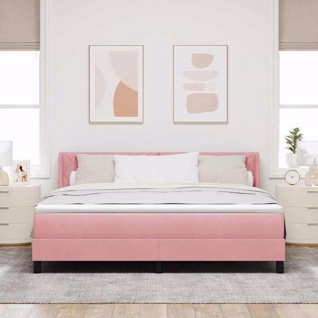 Maison Exclusive - Letto boxspring con testiera Rosa 200 x 180 cm in velluto