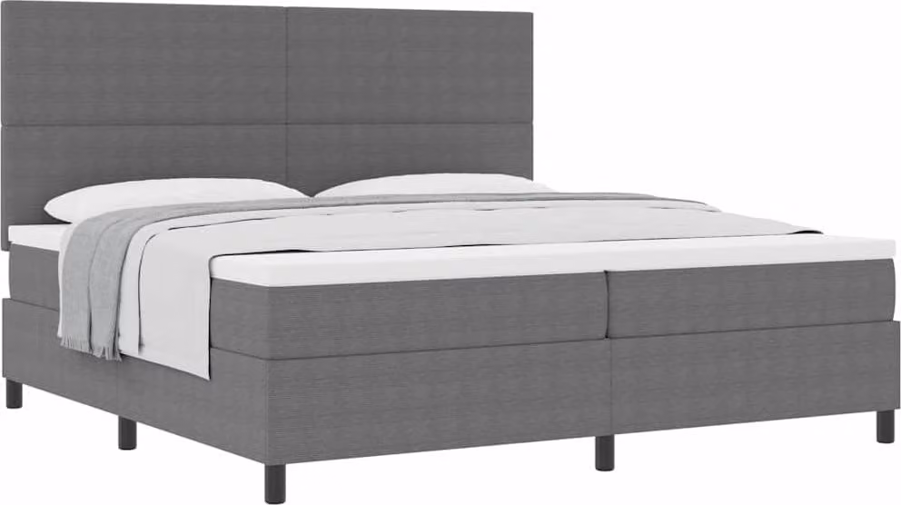 Letto a molle con testiera Grigio chiaro e bianco 200 x 200 cm