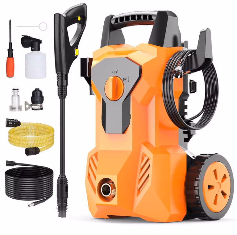 Idropulitrice portatile - 1600W - 140 bar - 8 metri di tubo - Ugello regolabile - Ideale per auto e giardino