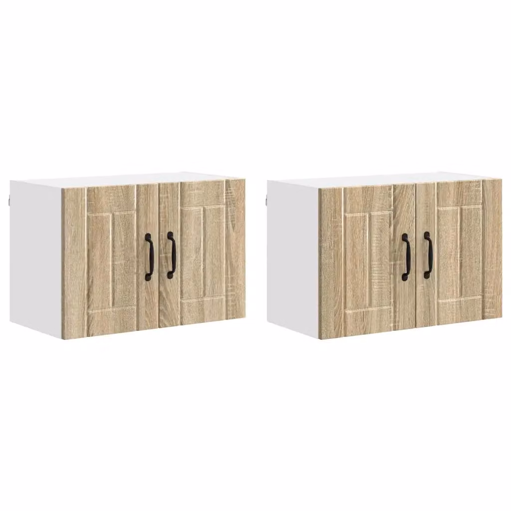 Set di 2 mobili pensili da cucina moderni vidaXL in legno marrone con ante a battente L: 60 cm, P: 31 cm, H: 40 cm – 2