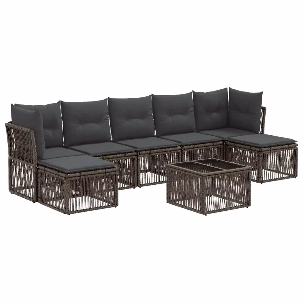 Set Divano da Giardino a L vidaXL in Polyrattan Grigio con 8 Pezzi, Tavolino e Cuscini – 2