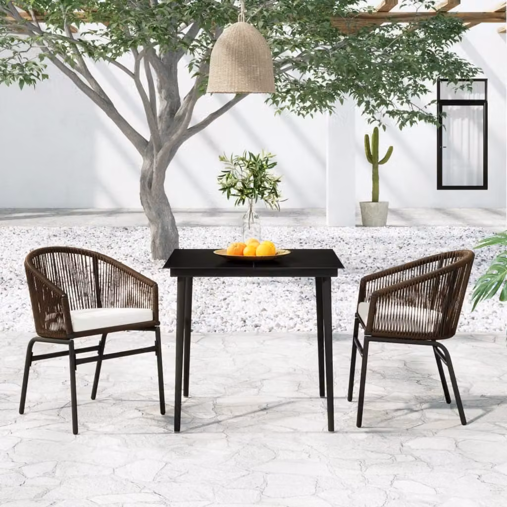 Maison Exclusive - Set da pranzo da giardino a 3 pezzi, marrone