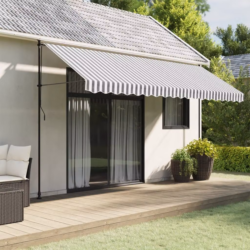 Ricambio Mantovana per Tenda da Sole vidaXL in Poliestere a Strisce Antracite e Bianche, L: 430 cm