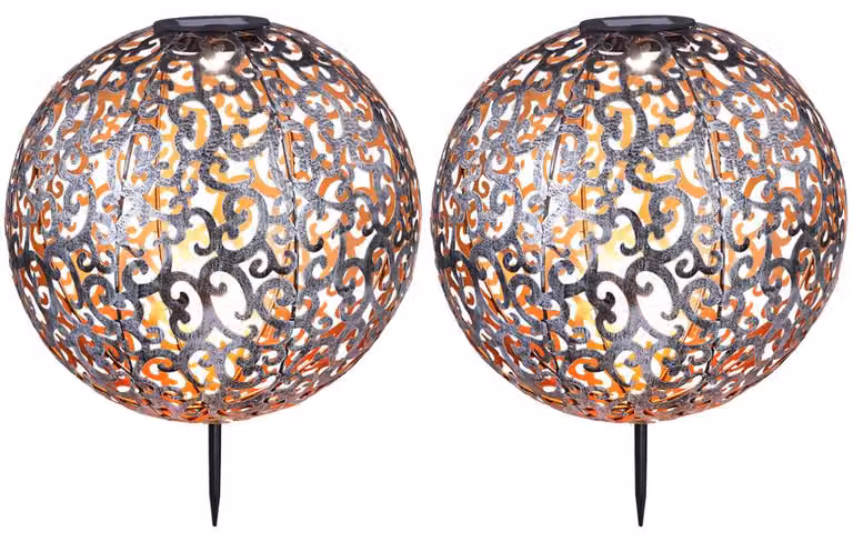 2 lampade solari a LED con portalampada a baionetta, decorazioni a forma di sfera, 28,5 cm