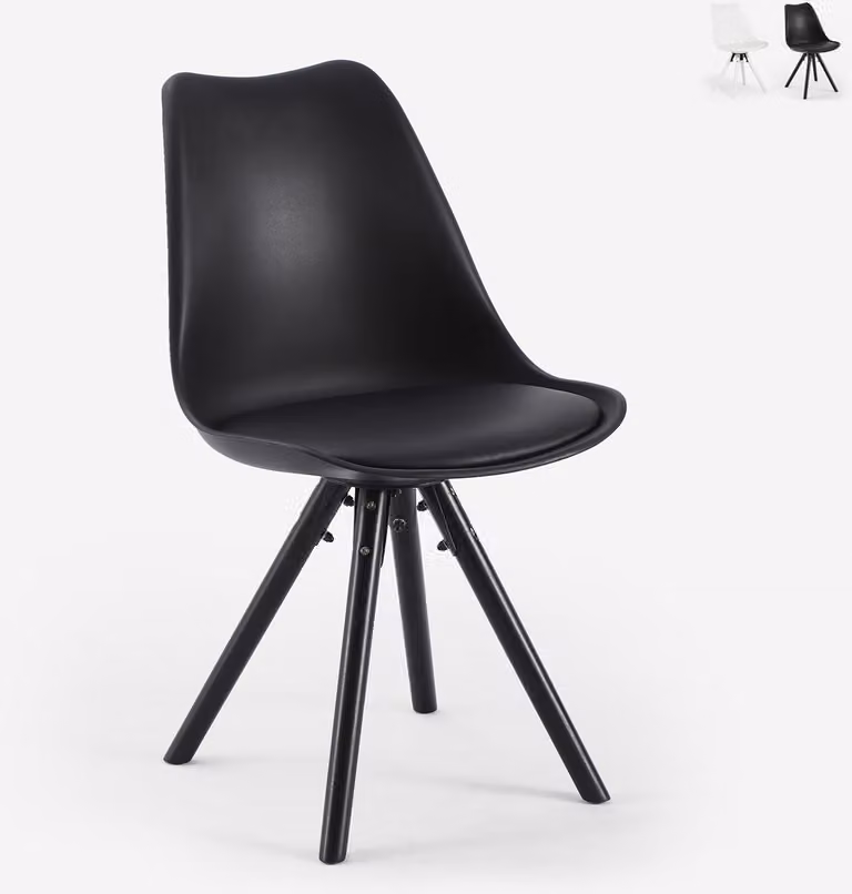 Sedia moderna per sala da pranzo e cucina in stile nordico Dorva - Nero
