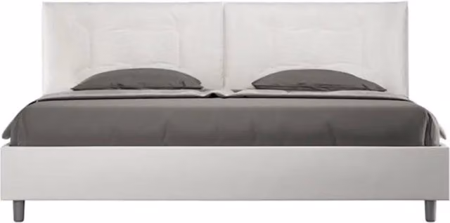 Letto matrimoniale king size senza rete imbottito 200x210 similpelle bianco Annalisa Large