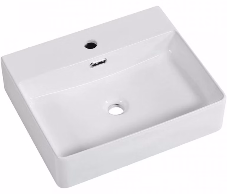 CERANO - Lavabo in Vetroceramica - da appoggio o da incasso - Peno - bianco lucido - 50x42 cm