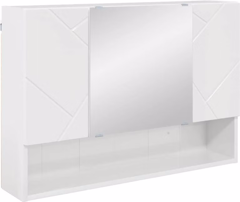 Mobiletto per specchio con porta Bianco Lucido 80 x 17 x 55 cm