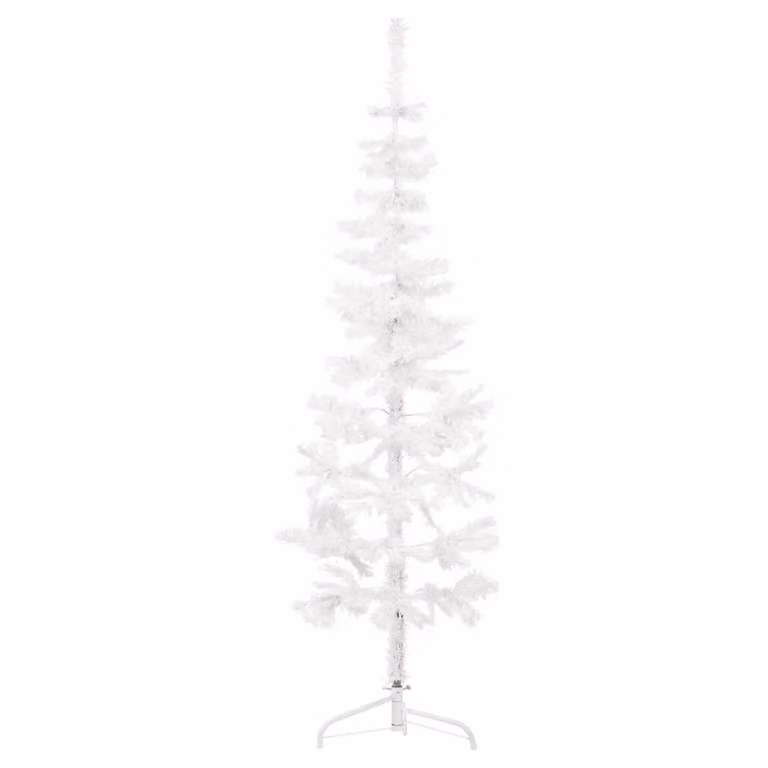 Maison Exclusive - Albero di Natale artificiale a metà, con base, forma slanciata, colore bianco, altezza 180 cm