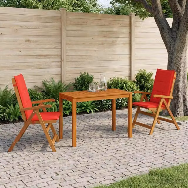 Set da Pranzo per Giardino Naturale Legno di Acacia Massello 3434606