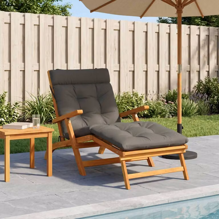 vidaXL Cuscino per Lettino VIANEN Grigio in Poliestere con Rivestimento Lavabile e Resistente ai Raggi UV