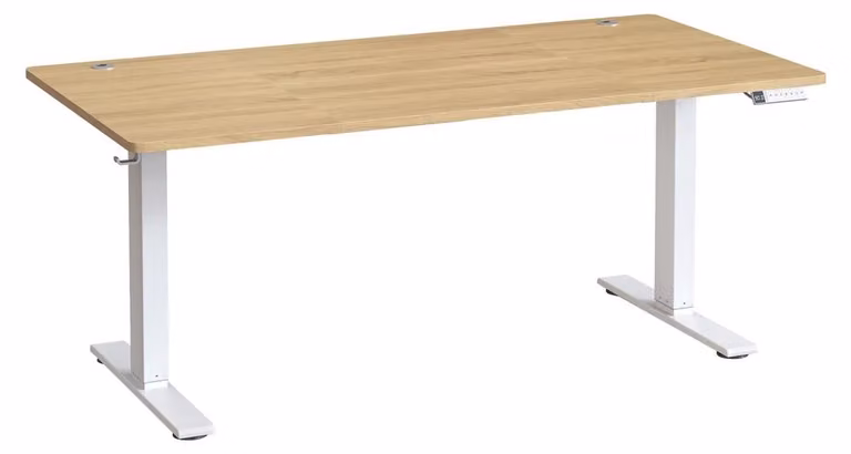 Scrivania regolabile elettricamente con porta USB-C | Impiallacciatura di quercia dorata | 160x80x72-120 cm