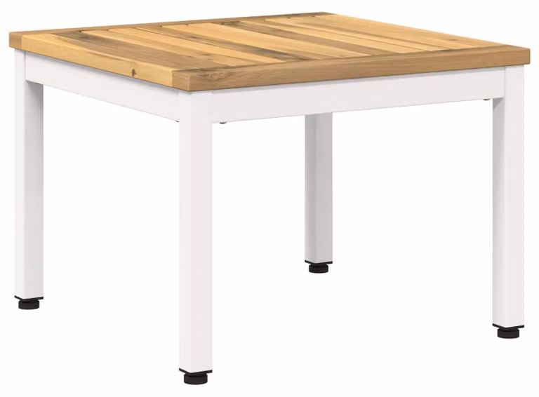 Tavolino da caffè bianco, dimensioni 50 x 48,5 x 36 cm, in legno massello di acacia