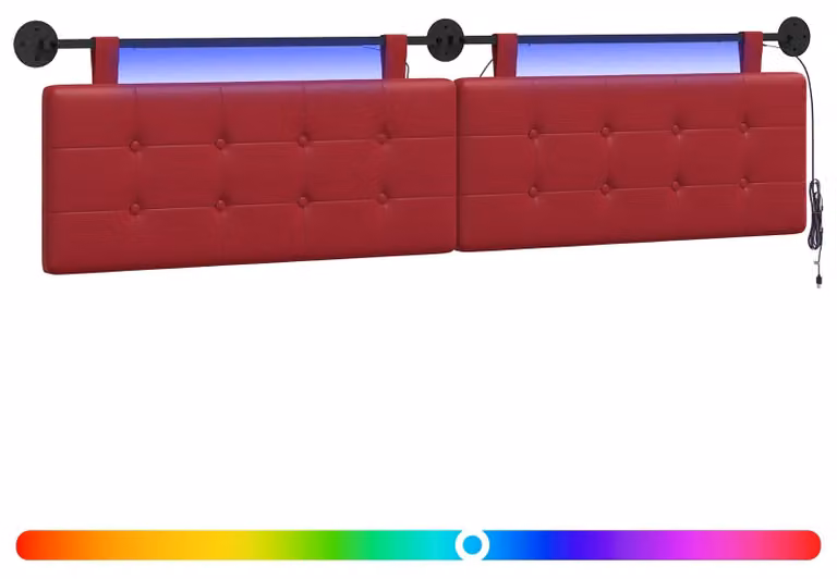 Testiera sospesa Con luce LED Rosso Vino Pelle finta