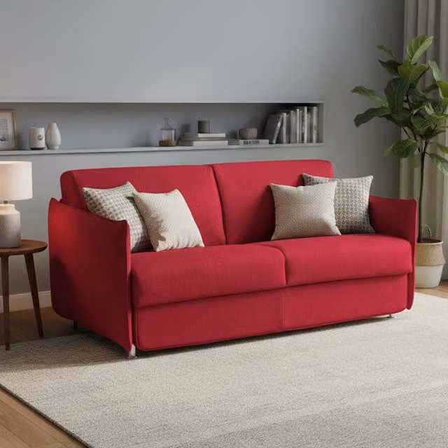 Divano Letto 3 Posti Gravere DMORA Made in Italy, Rosso, L: 200 cm, P: 95 cm