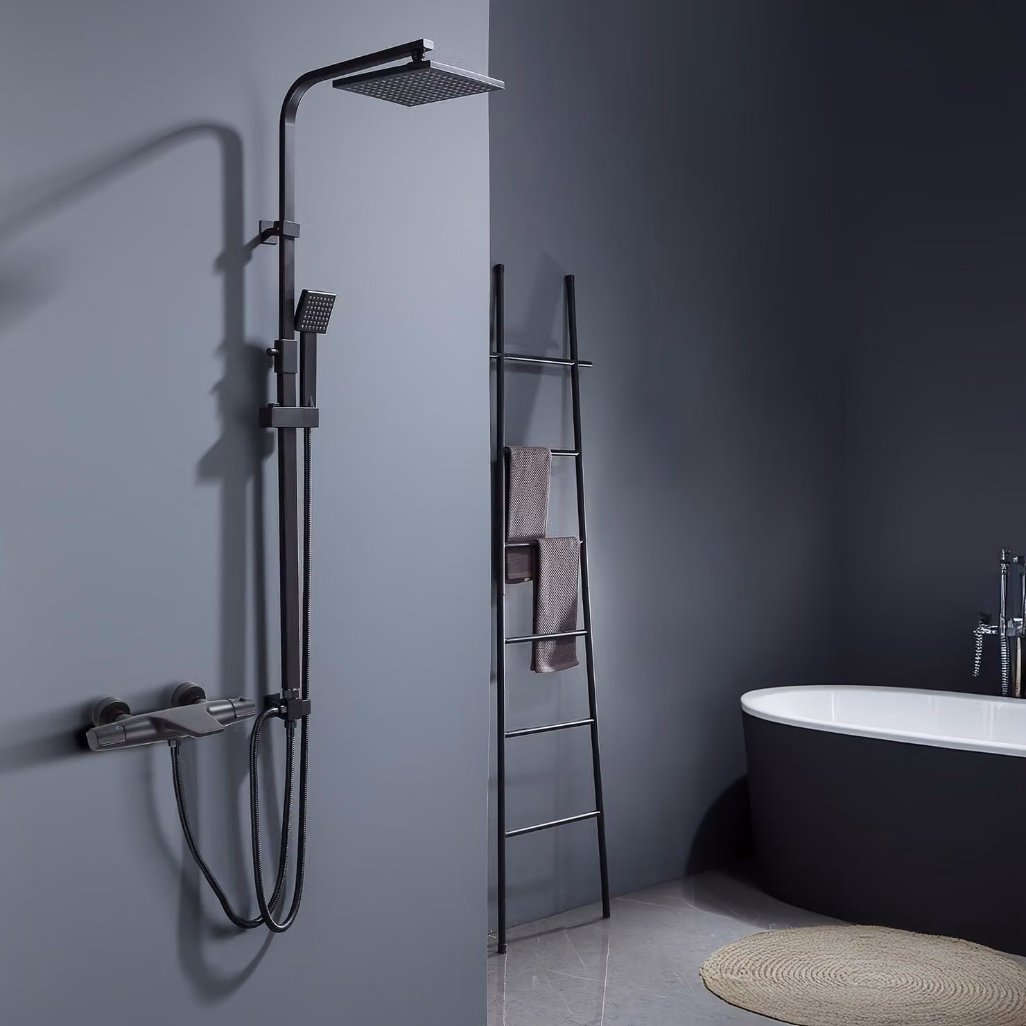 Set completo per doccia | Moderno set doccia da parete con termostato e soffione a cascata