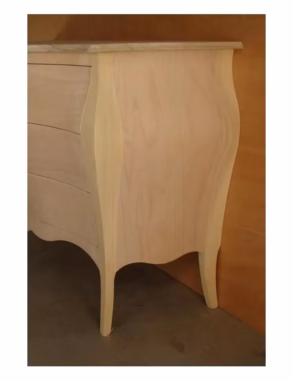Comò bombato con 3 cassetti in legno grezzo Mobili 2G L/P/H: 120 x 50 x 85 cm – 3
