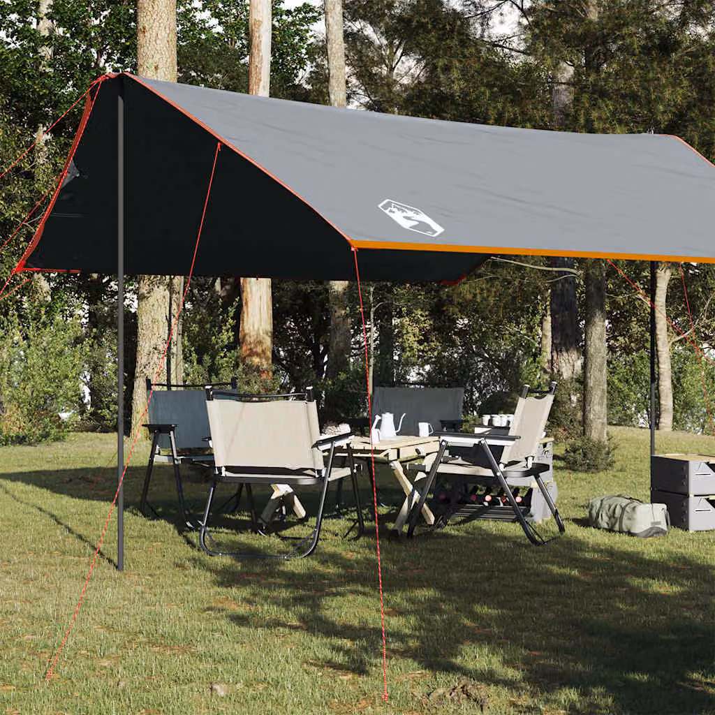 Telone da campeggio impermeabile vidaXL in poliestere, Arancione e Grigio, L: 460 cm, P: 305 cm, H: 210 cm