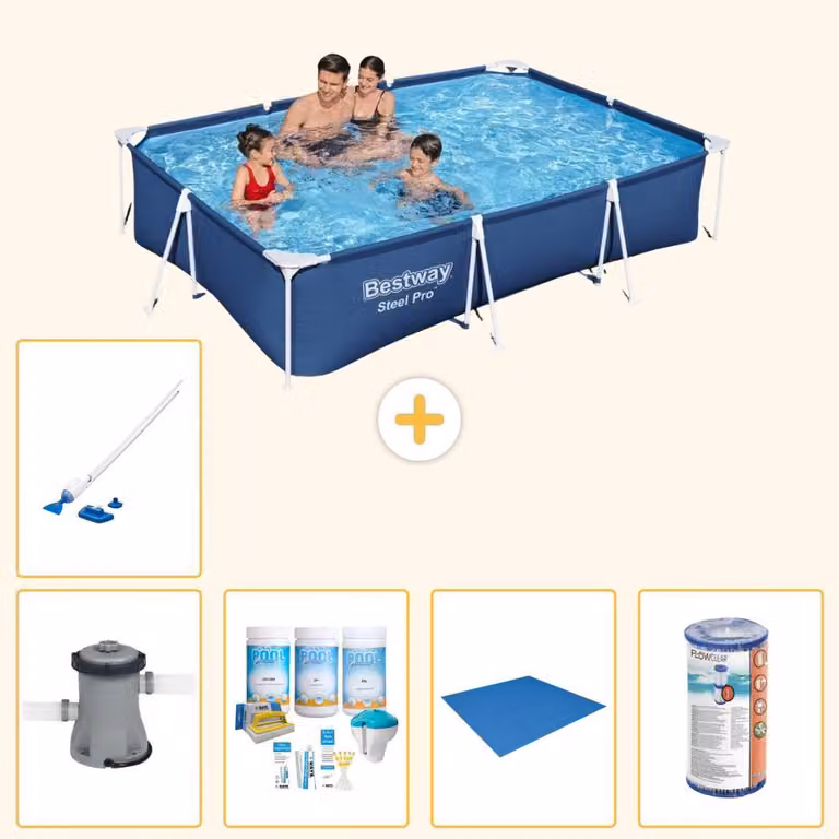 Bestway Steel Pro, piscina rettangolare - 300x201x66 cm - 6 pezzi - Modello S22089