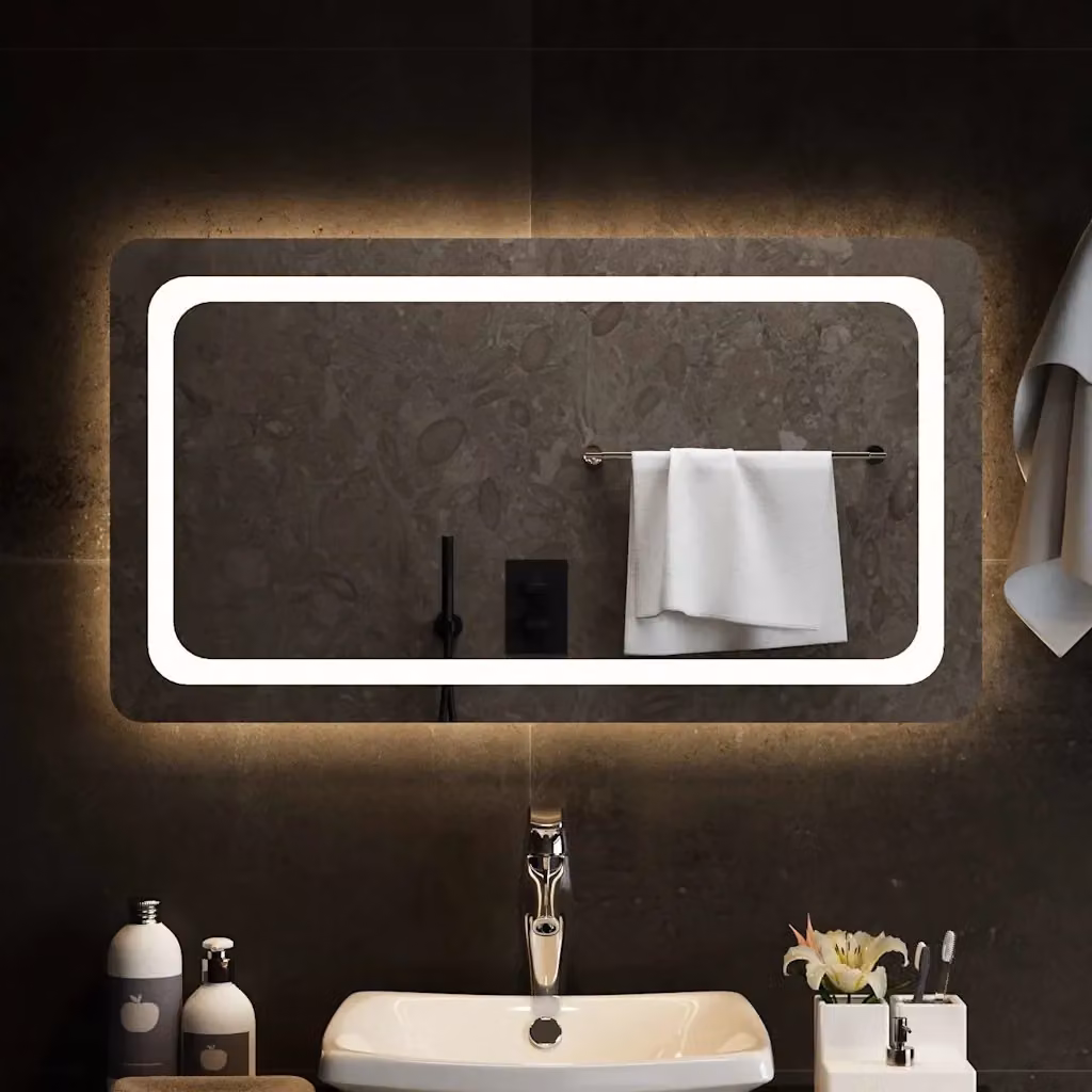 Specchio da Bagno Rettangolare Design In con Luci LED L: 90 cm, H: 50 cm, P: 50 cm – 2