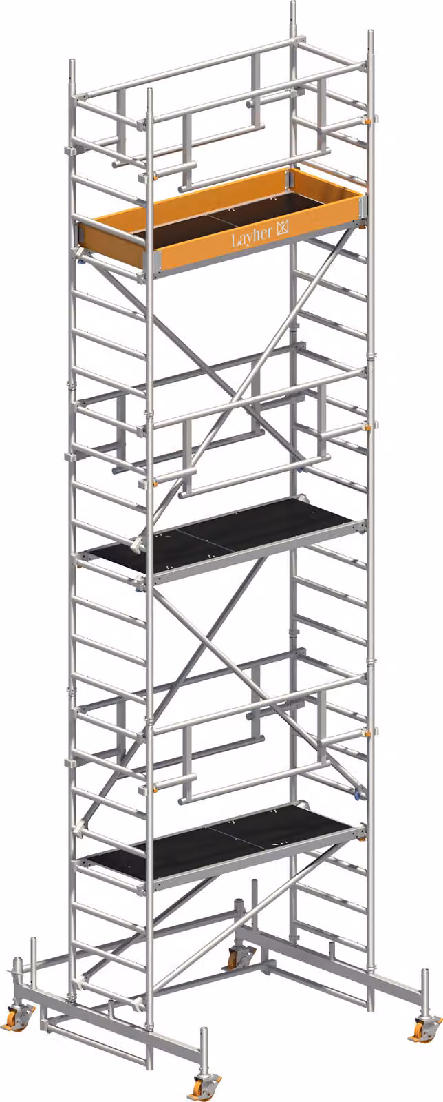Ponteggio mobile Layher Uni Leicht P2 Safety Plus con doppia ringhiera 7,26 m AH
