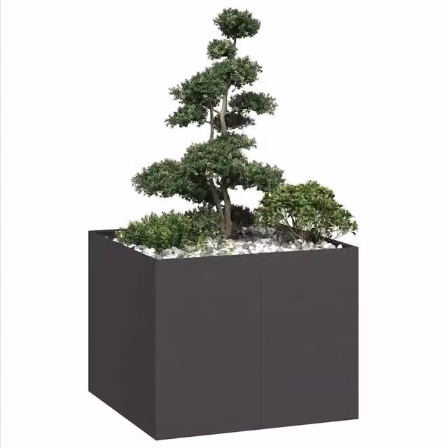 Fioriera da esterno Design Mania in acciaio nero per orto e giardino ornamentale L/P/H: 100 x 100 x 80 cm