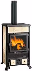 Stufa a legna Nordica Rossella R1.16 in ceramica beige con potenza di 9 kW – 1