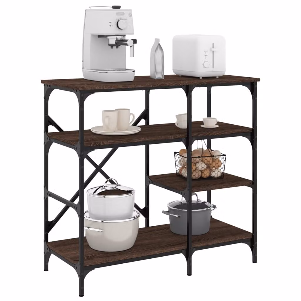 Mobile Cucina Industrial vidaXL in Rovere Marrone, Multistrato e Metallo, L 90 x P 40 x H 84 cm