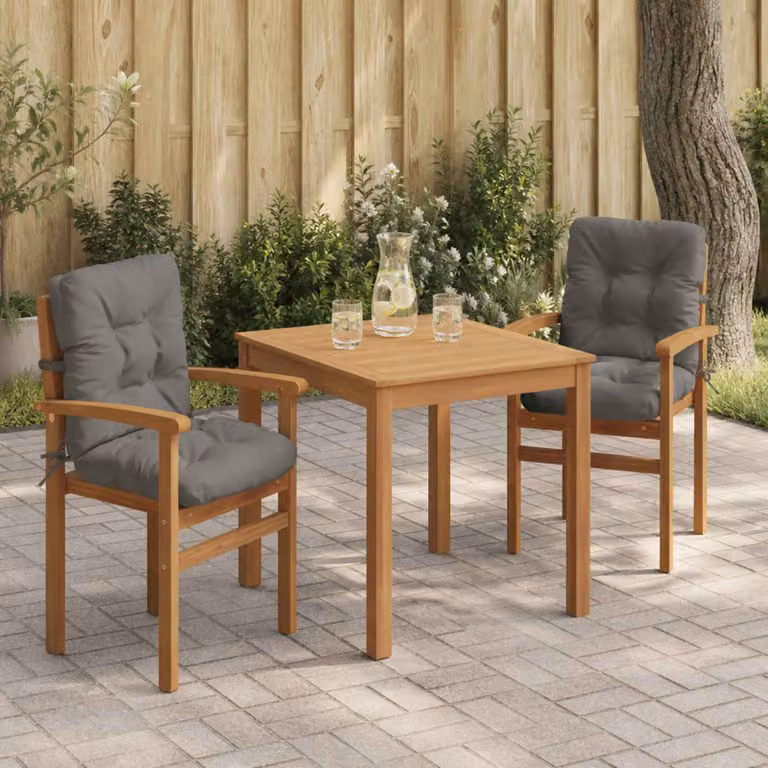 Set di 2 cuscini per sedia alta vidaXL VIANEN in poliestere grigio con fodera rimovibile e resistente ai raggi UV