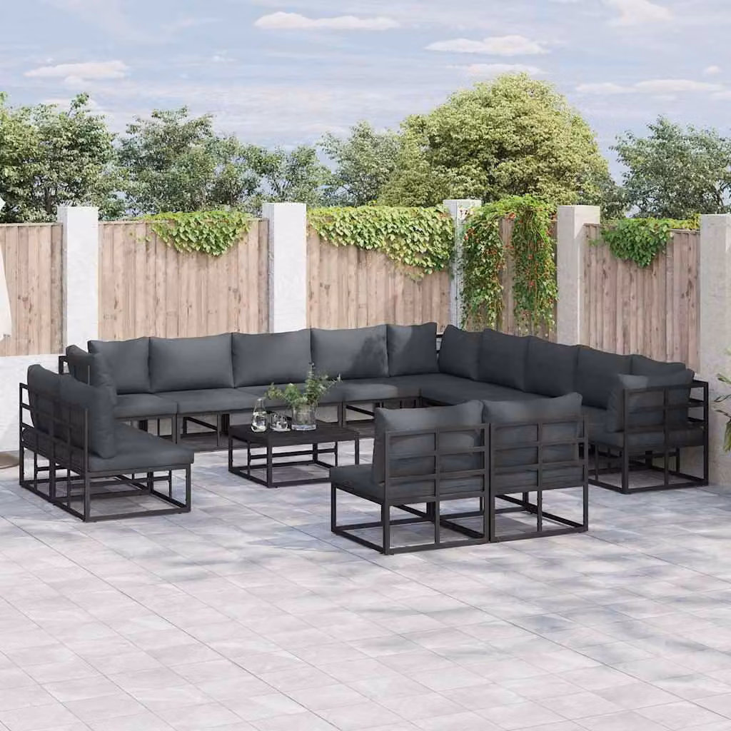 Maison Exclusive - Set da giardino composto da 13 pezzi, colore nero, in alluminio