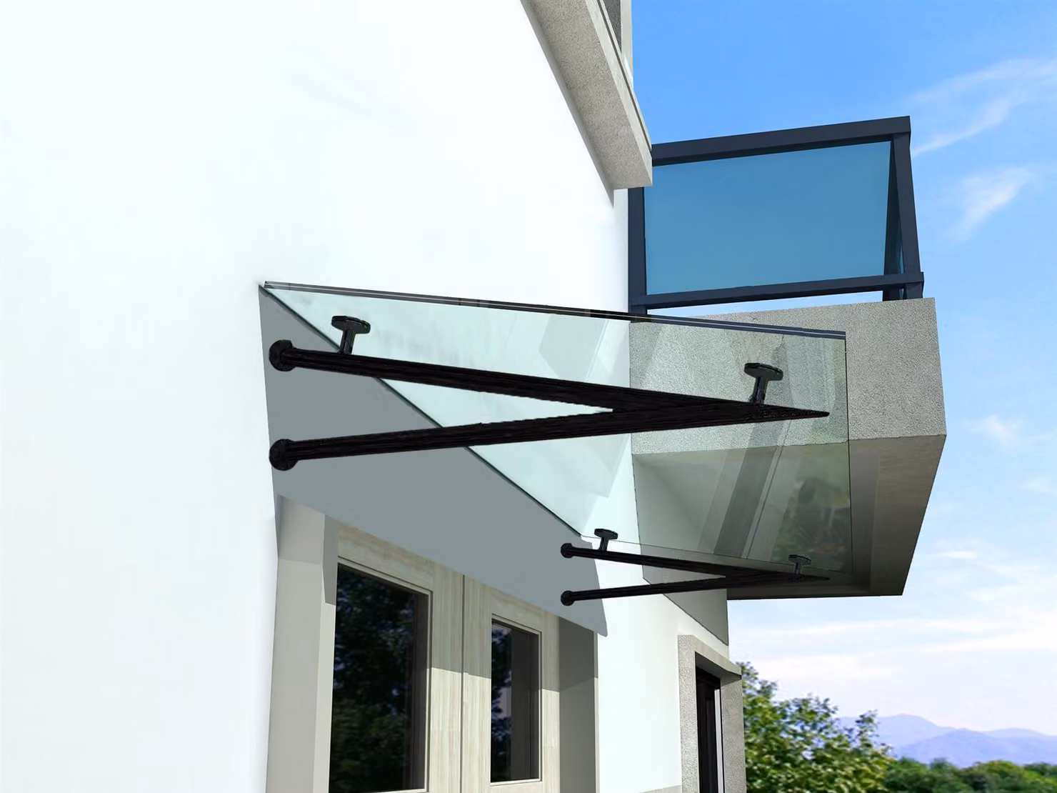 Glaswerk Westfalen - (V) Pensilina in vetro trasparente 120x90 cm con supporto nero