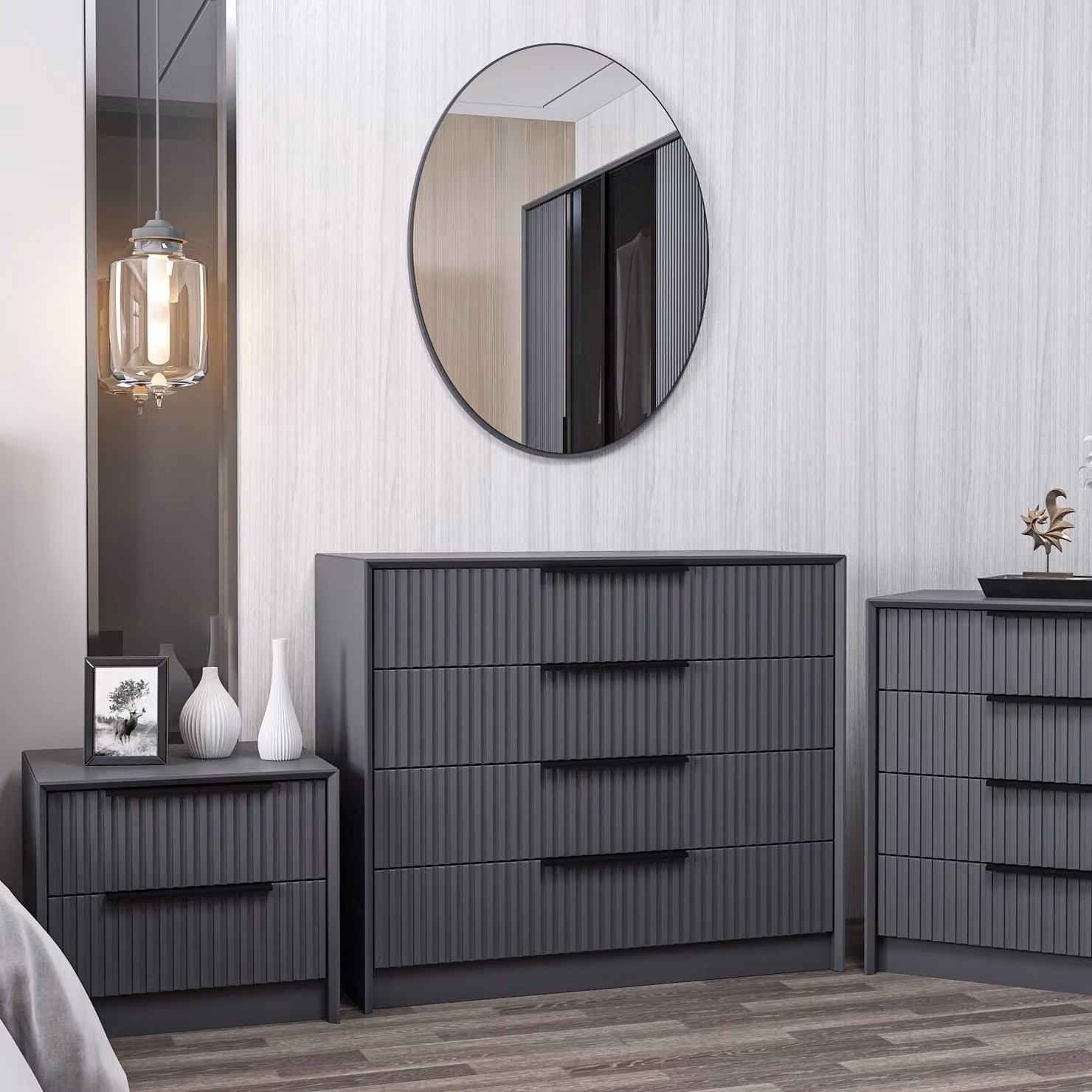Skye Decor, Kale Luxe - 4801, cassettiera, antracite, 100 % PANNELLI DI PARTICELLE RIVESTITI IN MELAMMINA, 45 x 100 x 85 cm