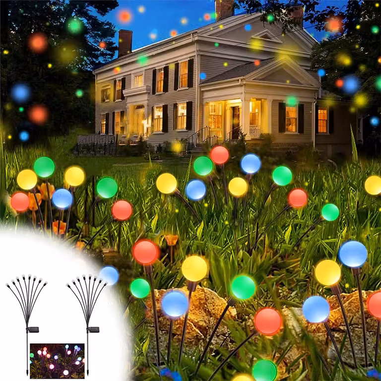Lampade solari per giardino all'aperto, 2pcs 8 Led Solar Firefly Light, luce solare decorazione giardino Luci solari illuminazione giardino per terrazza balcone giardino