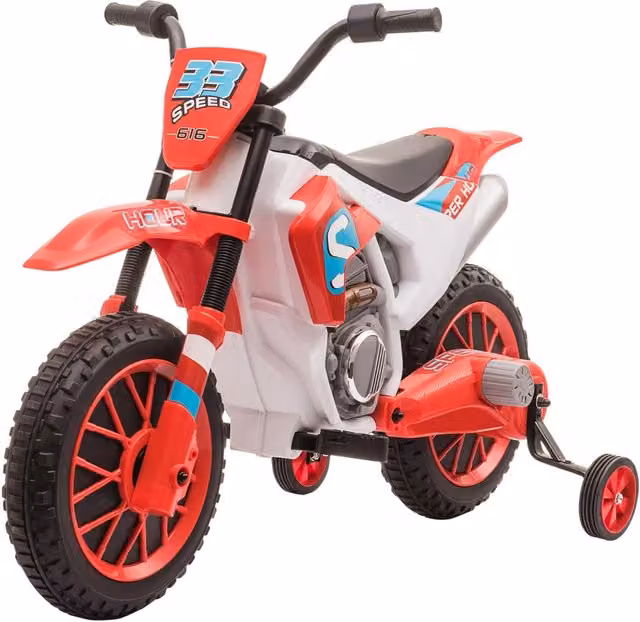 EasyComfort Moto da Cross Elettrica per Bambini da 3-5 Anni con Batteria 12V Ricaricabile e Rotelline Rimovibili, Rosso, L: 106.5 cm, P: 51.5 cm, H: 68 cm – 1
