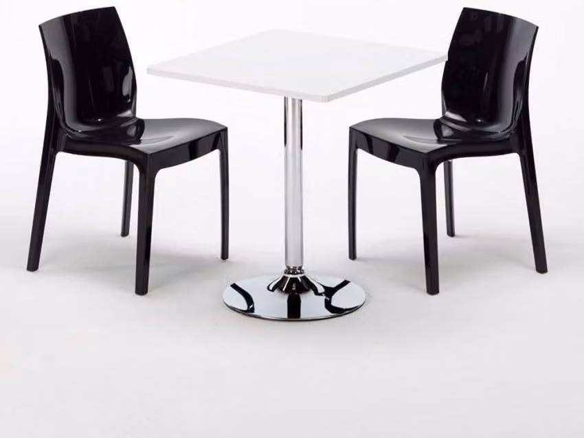 Tavolo quadrato bianco e 2 sedie Set di aste per interni in polipropilene colorato Grand Soleil Ice Cocktail - Nero