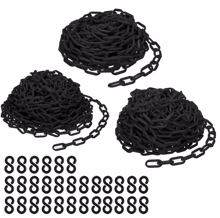 Catena in plastica, 1/4 di pollice, nera, 100 x 160 metri, catena di sicurezza