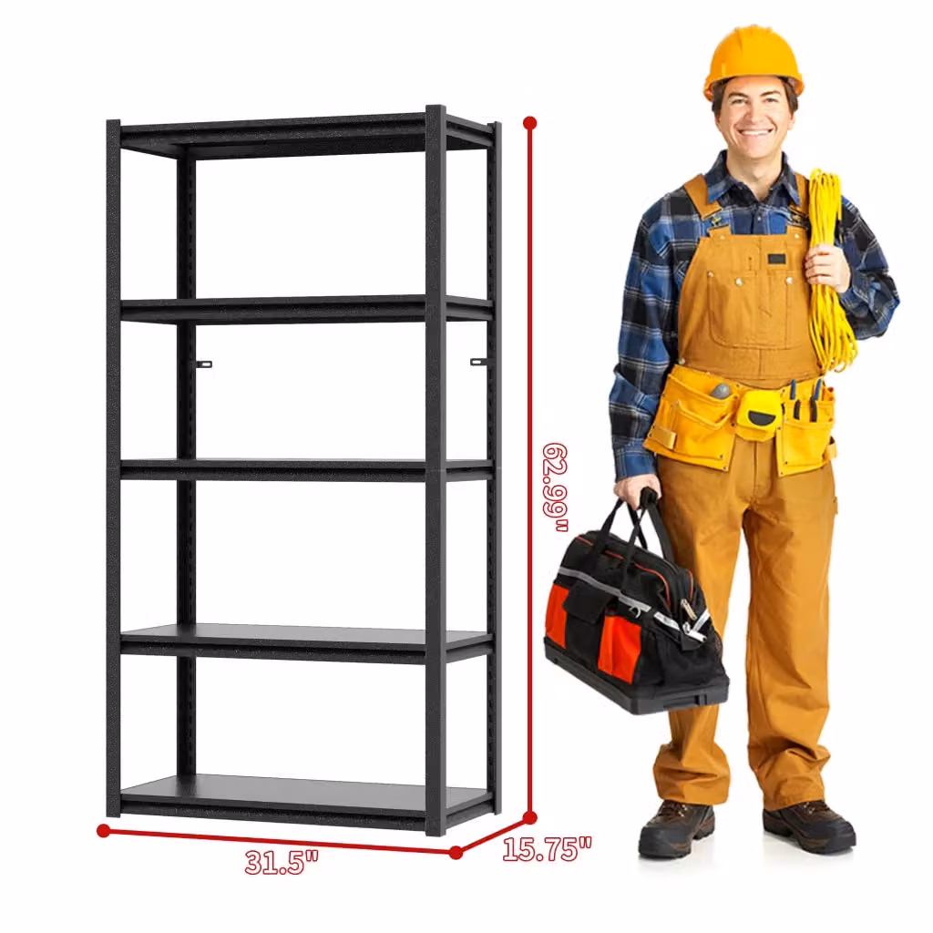 Scaffale Industriale zephmum in Acciaio con 5 Ripiani Nero H 160 x L 80 x P 40 cm – 2