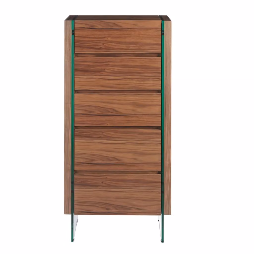 Chiffoniera moderna Angel Cerdá in noce e vetro temperato con cassetti soft close – 2