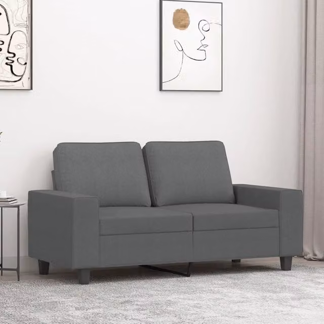 Divano a 2 posti moderno vidaXL in tessuto grigio con struttura in metallo L: 154 cm, P: 77 cm, H: 80 cm – 1